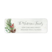 Rustige kerstwinter Botanische Greenery Etiket (Voorkant)