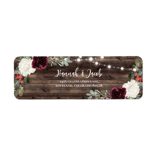 Rustige kerstwinter huwelijksreis etiket (Voorkant)