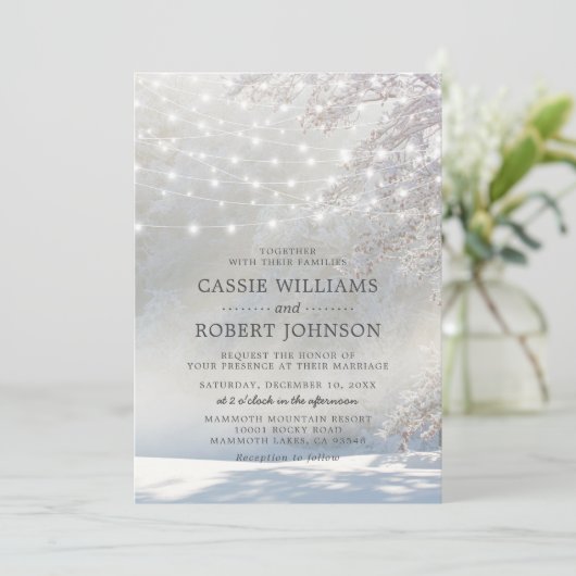 Rustige kerstwinterbruiloft kaart (Staand voorkant)