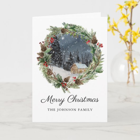 Rustige kerstwinterfeestdag in het gebergte kaart (Gele Bloem)