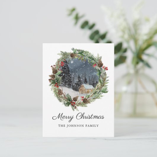 Rustige kerstwinterkool feestdagenkaart (Staand voorkant)