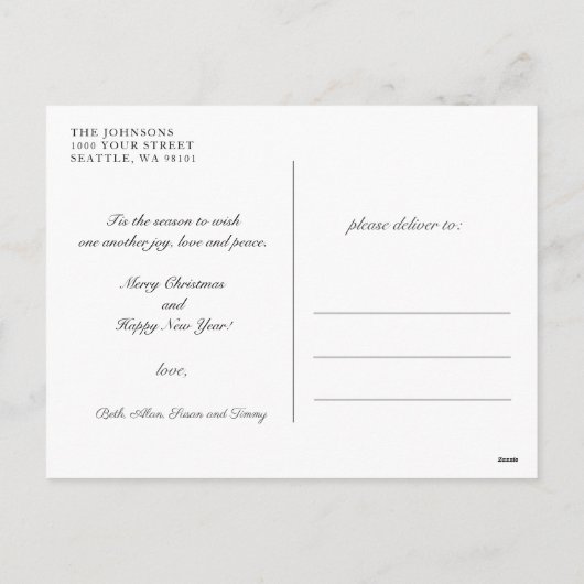 Rustige kerstwinterkool feestdagenkaart (Achterkant)