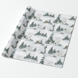 Rustige kerstwoudkajegong cadeaupapier