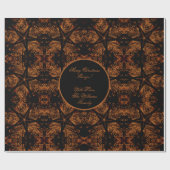 Rustige kerstzwarte Oranje sterrenpatronen Cadeaupapier (Vlak)