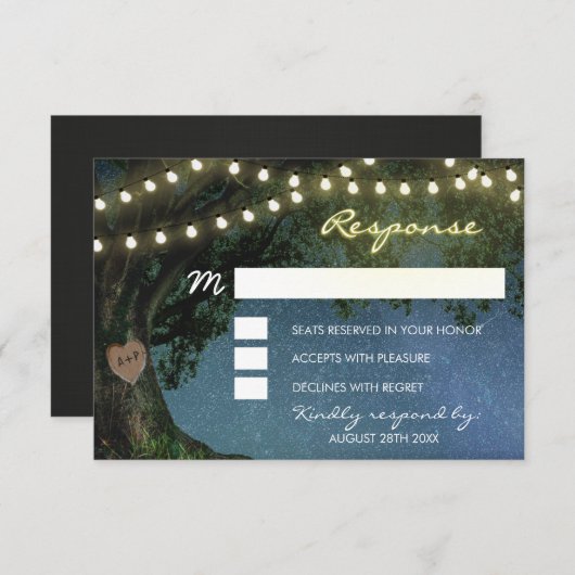 Rustige kerven met harsboomeik RSVP-kaarten RSVP Kaartje (Voorkant / Achterkant)