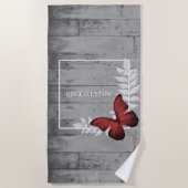 Rustige keukenhanddoek met rode vlinder strandlaken (Voorkant)