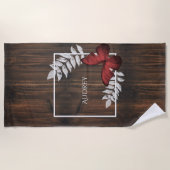 Rustige keukenhanddoek met rode vlinder strandlaken (Voorkant)