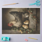 Rustige Kip Hen Met Kuikens Decoupage Tissuepapier (Craft)