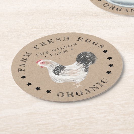 Rustige kip kraft Egg Carton Ronde Kartonnen Onderzetter (Gebogen)