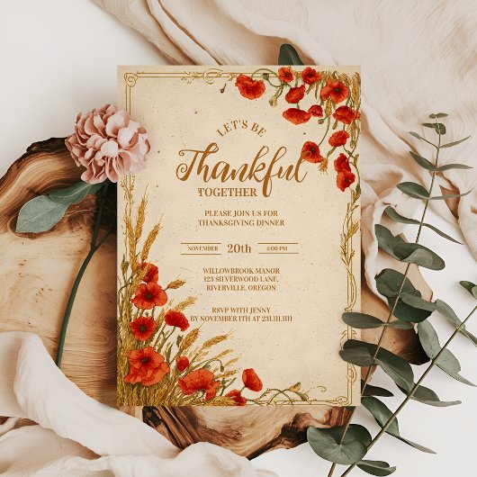 Rustige Klaproos Thanksgiving-viering Kaart