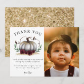 Rustige Kleine Pompoen Verjaardagsfeest Foto Bedankkaart (Voorkant / Achterkant)