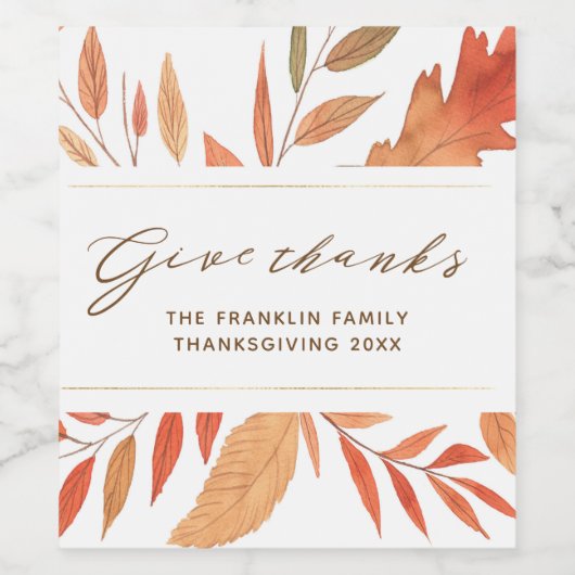 Rustige kleppen geven Bedankt Thanksgiving Wijn Etiket (Enkel label)