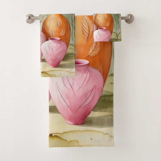 Rustige kleuren | Artistieke vaas Waterverf Bad Handdoek (Insitu)