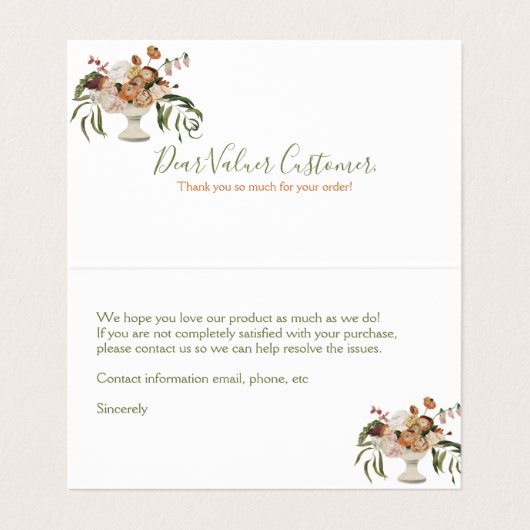 Rustige kleuren bloemen bouquet visitekaartje (Binnenkant ongevouwen)