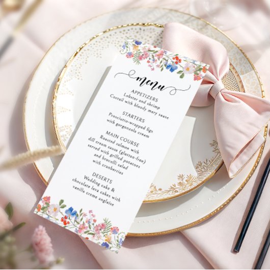 Rustige Kleurrijke Bloemige Wilde Bloem Bruidsdouc Menu