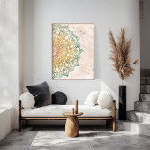 Rustige kleurrijke en gouden mandala spirituele mu poster