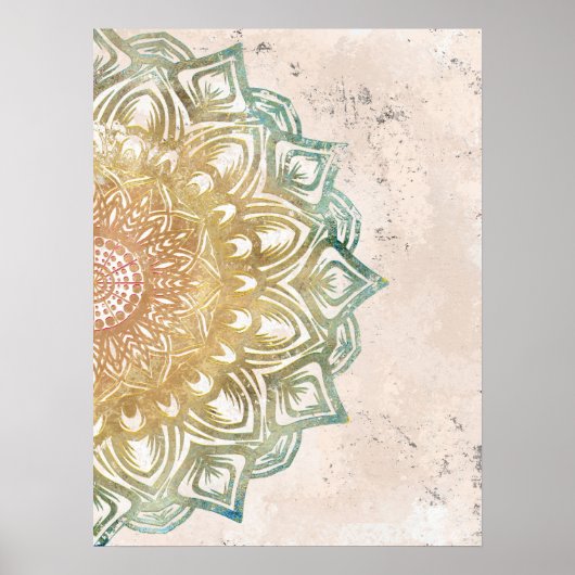 Rustige kleurrijke en gouden mandala spirituele mu poster (Voorkant)