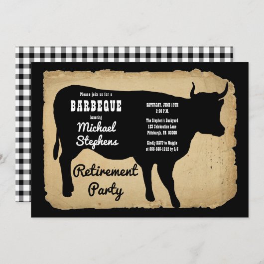Rustige Koe BBQ Pensioenpartij Kaart (Voorkant / Achterkant)