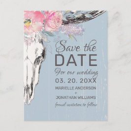 Rustige Koe Boho Blush Floral Save the Date Aankondigingskaart