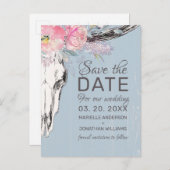 Rustige Koe Boho Blush Floral Save the Date Aankondigingskaart (Voorkant / Achterkant)