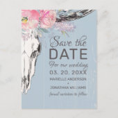 Rustige Koe Boho Blush Floral Save the Date Aankondigingskaart (Voorkant)
