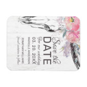 Rustige Koe Boho Blush Floral Save the Date Magneet (Horizontaal)