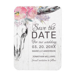 Rustige Koe Boho Blush Floral Save the Date Magneet