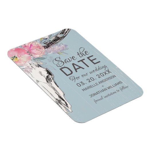 Rustige Koe Boho Blush Floral Save the Date Magneet (Rechterzijde)