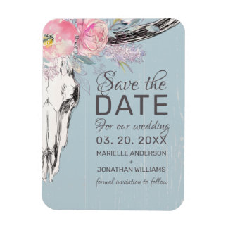 Rustige Koe Boho Blush Floral Save the Date Magneet