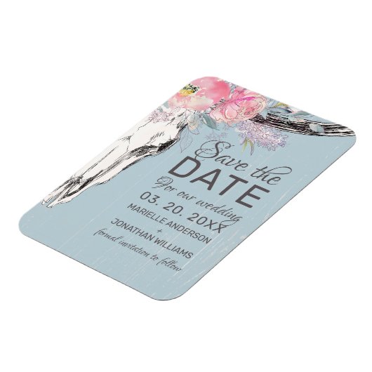 Rustige Koe Boho Blush Floral Save the Date Magneet (Linkerzijde)