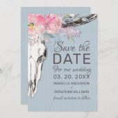 Rustige Koe Boho Floral Blush Pink Waterverf Save The Date (Voorkant / Achterkant)