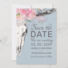 Rustige Koe Boho Floral Blush Pink Waterverf Save The Date
