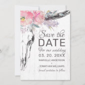 Rustige Koe Boho Floral Blush Pink Waterverf Save The Date (Voorkant)