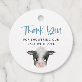 Rustige Koe Boy Baby shower Bedankjes Labels