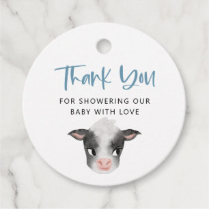 Rustige Koe Boy Baby shower Bedankjes Labels