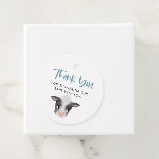 Rustige Koe Boy Baby shower Bedankjes Labels (In situ)