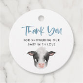 Rustige Koe Boy Baby shower Bedankjes Labels (Voorkant)