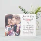 Rustige Koe Floral Blush Waterverf Foto Save The Date (Staand voorkant)
