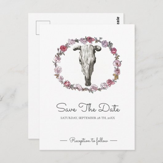 Rustige Koe Roze rozen roze rozen sparen de datum Briefkaart (Voorkant / Achterkant)