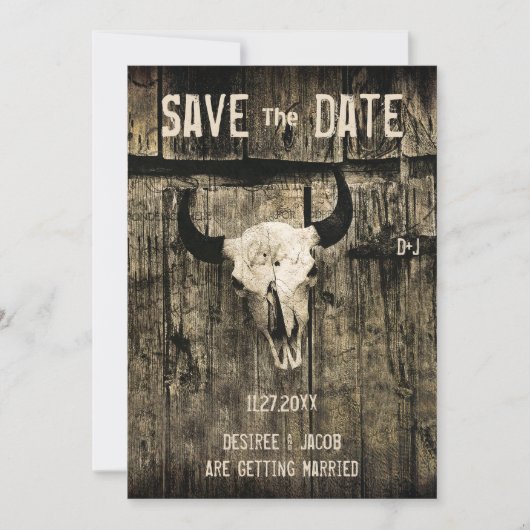 Rustige Koe van het Westerne huwelijk slaat de dat Save The Date (Voorkant)