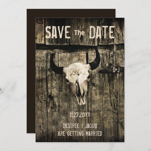 Rustige Koe van het Westerne huwelijk slaat de dat Save The Date (Voorkant / Achterkant)