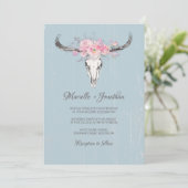 Rustige Koeien schedel Boho Blush Bloemrijke Water Kaart (Staand voorkant)