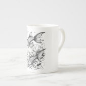 Rustige Koi Vijver Bone China Mok (Voorkant rechts)