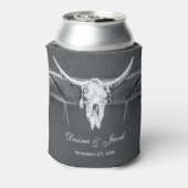 Rustige kolen Grijs Westerne textuur Bull Skull Blikjeskoeler (Blikje Achterkant)