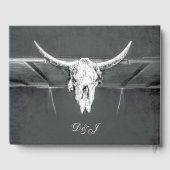 Rustige kolen Grijs Westerne textuur Bull Skull Gastenboek (Achterkant)