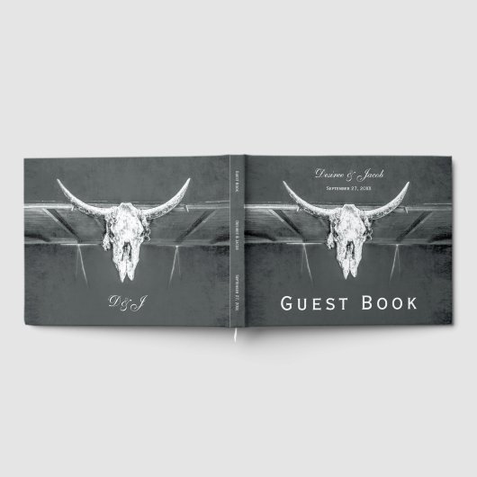 Rustige kolen Grijs Westerne textuur Bull Skull Gastenboek (Volledig)