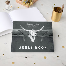 Rustige kolen Grijs Westerne textuur Bull Skull Gastenboek