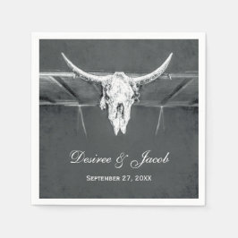 Rustige kolen Grijs Westerne textuur Bull Skull Servet