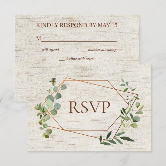 Rustige koperen geometrische Eucalyptus Birch Mal Kaart (Voorkant / Achterkant)