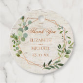 Rustige koperen Geometrische Eucalyptus Birch Wedd Bedankjes Labels (Voorkant)